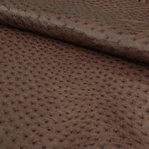 Ostrich Hide Leather Hickory Brown Color (Bruciato)  (%100 Genuine Natural Skin )