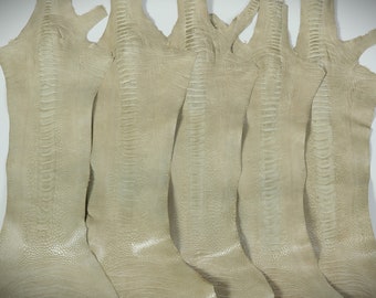 Ostrich Legs Leather Winter White Color Grade B