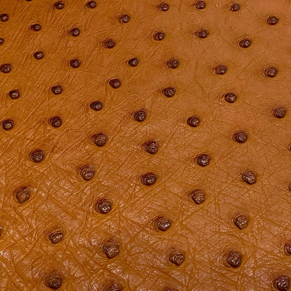 Ostrich Hide Leather Cognac Color SF (%100 Genuine Natural Skin)