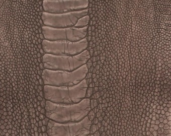 Cuirs de jambe d'autruche couleur nicotine (délavé à la pierre)