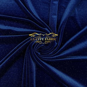 Royal Blue Glitter Spandex Stretch Velvet Fabric | By The Yard Shiny Spandex Velvet Fabric | for dresses, decor, tablecloths
