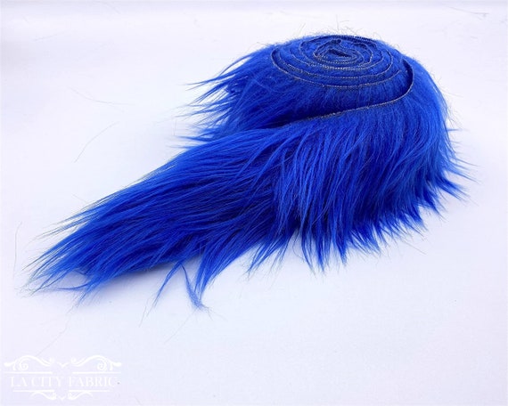 Fake FAUX FUR FABRIC By The Yard- Royal Blue - Fake Fur Mongolian Long Pile