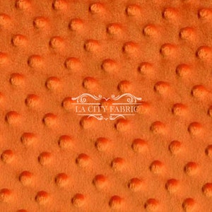 New Orange Minky Fabric By The Yard / 4 Way Stretch Minky Fabric / Polka Dimple Dot Minky Fabric / Soft Fabric