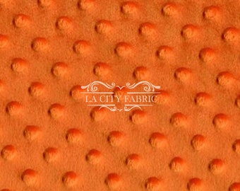 Nueva tela Minky naranja cortada a medida / Tela Minky elástica en 4 direcciones / Tela Minky con lunares y hoyuelos / Tela suave
