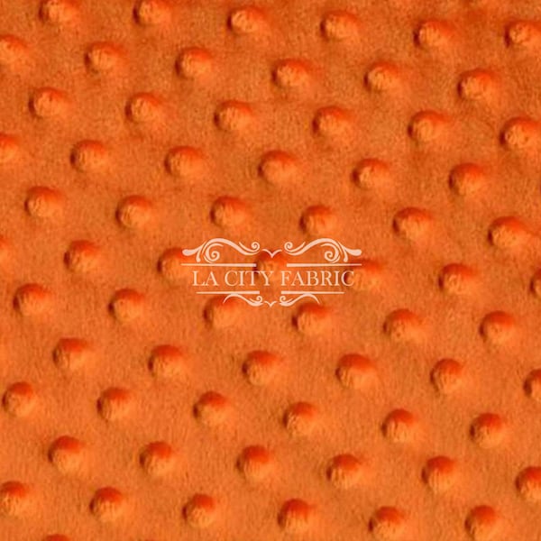 New Orange Minky Fabric By The Yard / 4 Way Stretch Minky Fabric / Polka Dimple Dot Minky Fabric / Soft Fabric
