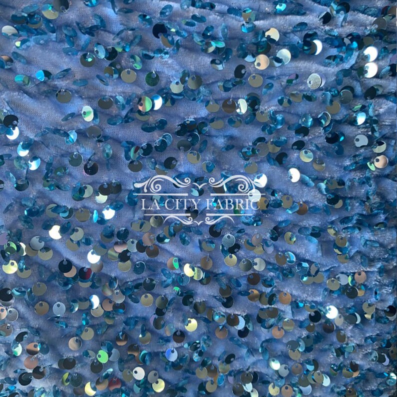 Blue Sequin Iridescent Fabric By The Yard Clothing Dress