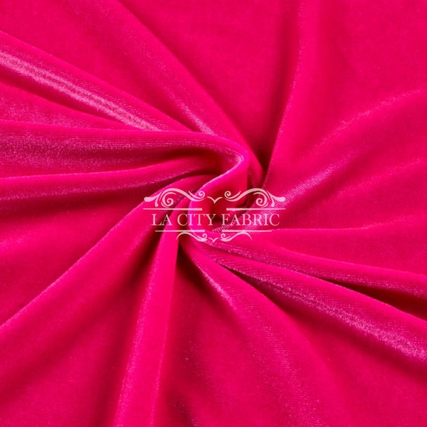 Hot Pink Stretch Velvet Fabric by the Yard _ 4 Way Stretch Spandex Fabric _ Thick and Soft Fabric
