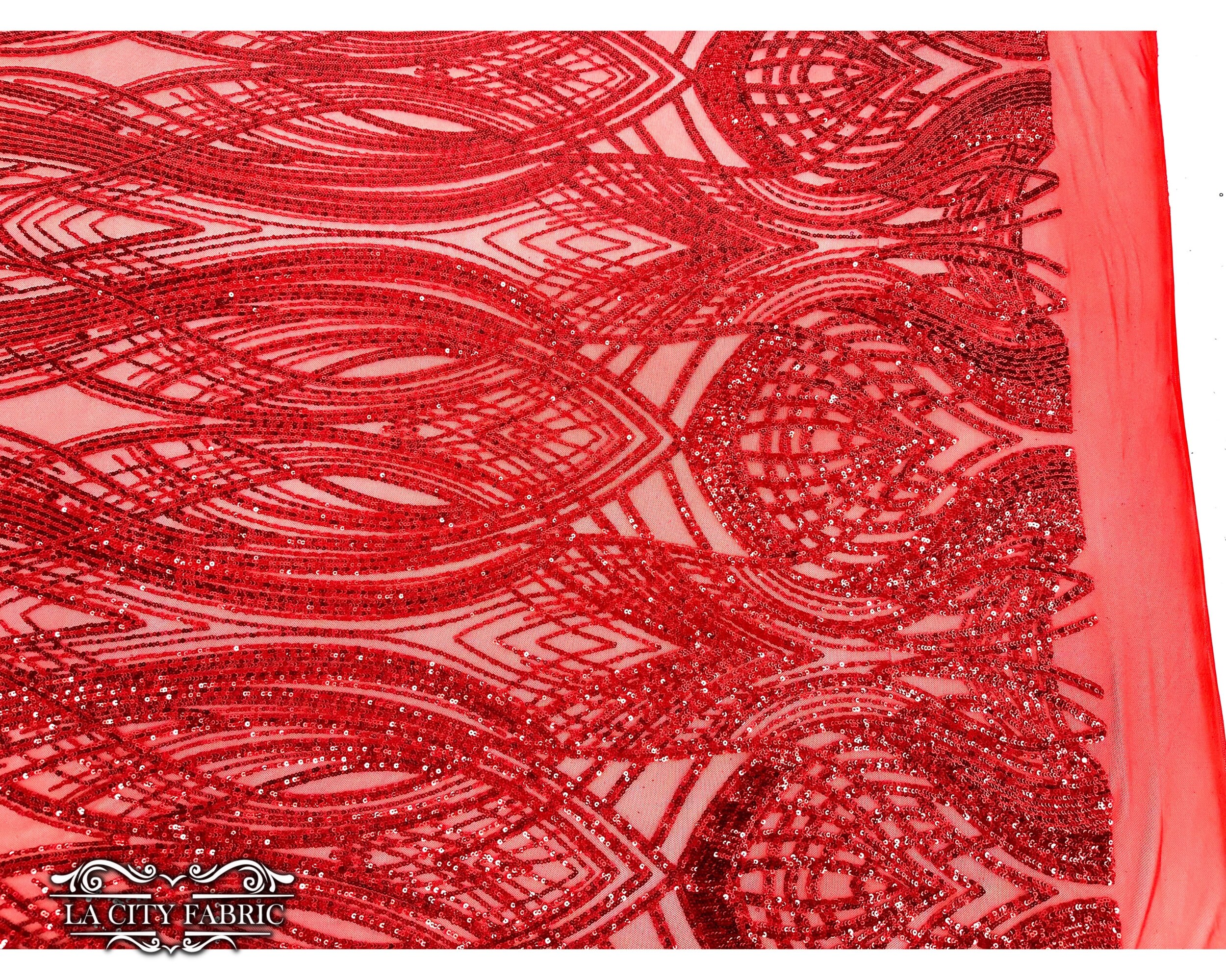 Gorgeous Bright Red 3x9mm Rectangular Sequin Fabric