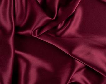 French (BURGUNDY)Charmeuse Stretch Silky Soft Satin Sold By The Yard Fabric 60 Wide Inches  Used for Decorations, Clothing,Wedding, Dresses.