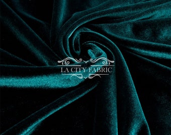 Hunter Green Stretch Velvet Fabric by the Yard _ 4 Way Stretch Spandex Fabric _ Thick and Soft Fabric