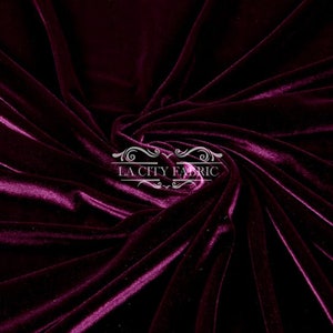 Eggplant Stretch Velvet Fabric by the Yard _ 4 Way Stretch Spandex Fabric _ Thick and Soft Fabric