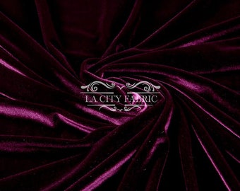 Eggplant Stretch Velvet Fabric by the Yard _ 4 Way Stretch Spandex Fabric _ Thick and Soft Fabric