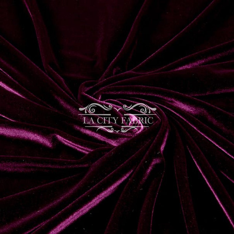Eggplant Stretch Velvet Fabric by the Yard _ 4 Way Stretch Spandex Fabric _ Thick and Soft Fabric