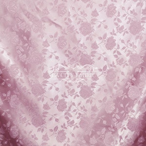 New Pink Jacquard Satin Fabric By The Yard / Brocade Jacquard Floral Satin Fabric / 60&quot; Width / used for Tablecloth