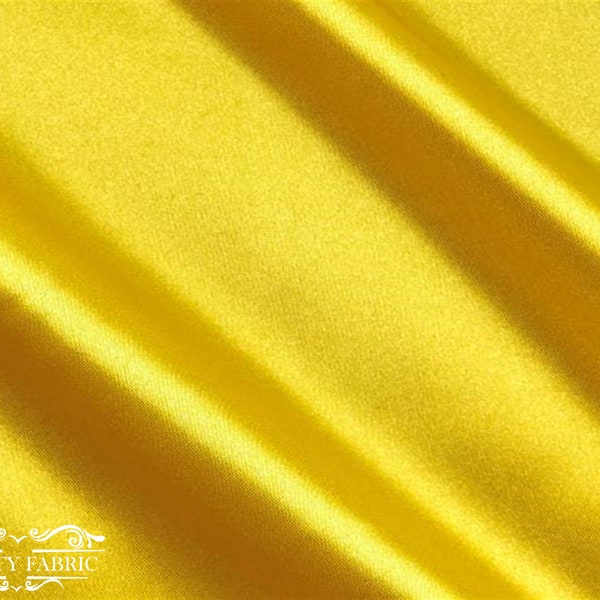 Yellow Thick Satin Fabric By The Yard | Bridal Satin Fabric Silky and Smooth Fabric for Decoration, Tablecloth, Dresses