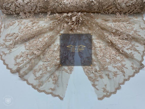 Champagne fashion Floral Beaded Lace handmade Flower 3d Beaded Mesh Lace Fabric embroidery by the Yard wedding night Gowns Dresses prom Etsy UK