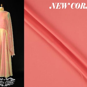 New Coral Chiffon Fabric By The Yard | Polyester Chiffon Fabric | Sheer Fabric | Mesh Fabric