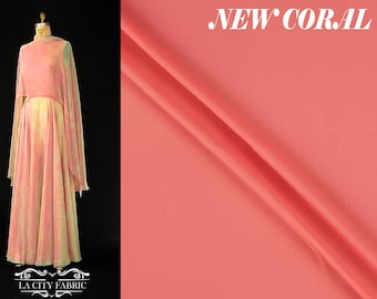 New Coral Chiffon Fabric By The Yard | Polyester Chiffon Fabric | Sheer Fabric | Mesh Fabric