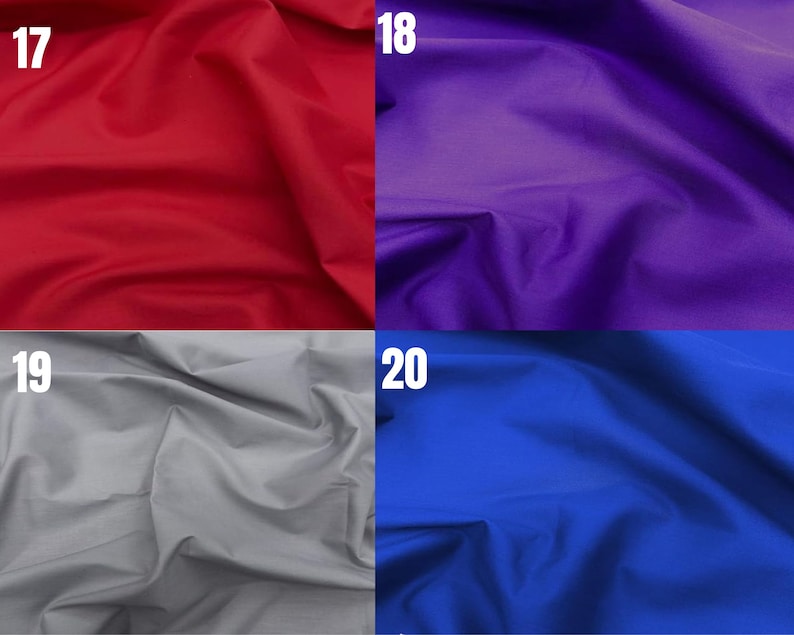 Cotton Polyester Broadcloth Fabric | Red | Purple | Silver | Royal Blue