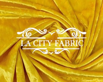 Yellow Crushed Velvet Fabric Spandex Stretch Velvet Fabric By The Yard 60” Wide Velvet Dress, Velvet Tablecloth
