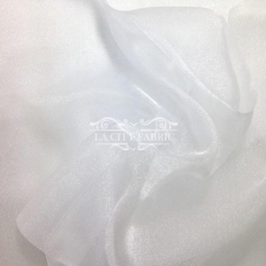 Luxury White Crystal Sheer Organza Fabric By The Yard | High-Quality Organza Fabric for Wedding / Party Decorations | Wholesale Price