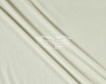 Ivory Stretch Velvet Fabric by the Yard _ 4 Way Stretch Spandex Fabric _ Thick and Soft Fabric