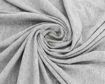 Tela de punto jersey gris de algodón y elastano, cortada a medida, elástica en 4 direcciones, para ropa, camisas y vestidos, 60 pulgadas de ancho.