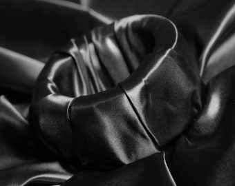 Shiny Bridal silky satin Fabric By The Yard Black Heavy thick quality Satin Fabric for Tablecloth, dress, drapery, and more