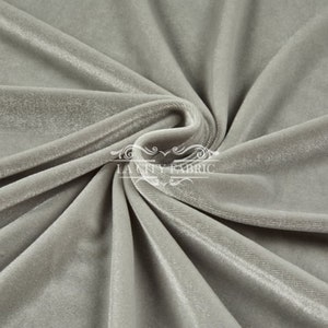 Silver Stretch Velvet Fabric by the Yard _ 4 Way Stretch Spandex Fabric _ Thick and Soft Fabric
