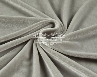 Silver Stretch Velvet Fabric by the Yard _ 4 Way Stretch Spandex Fabric _ Thick and Soft Fabric