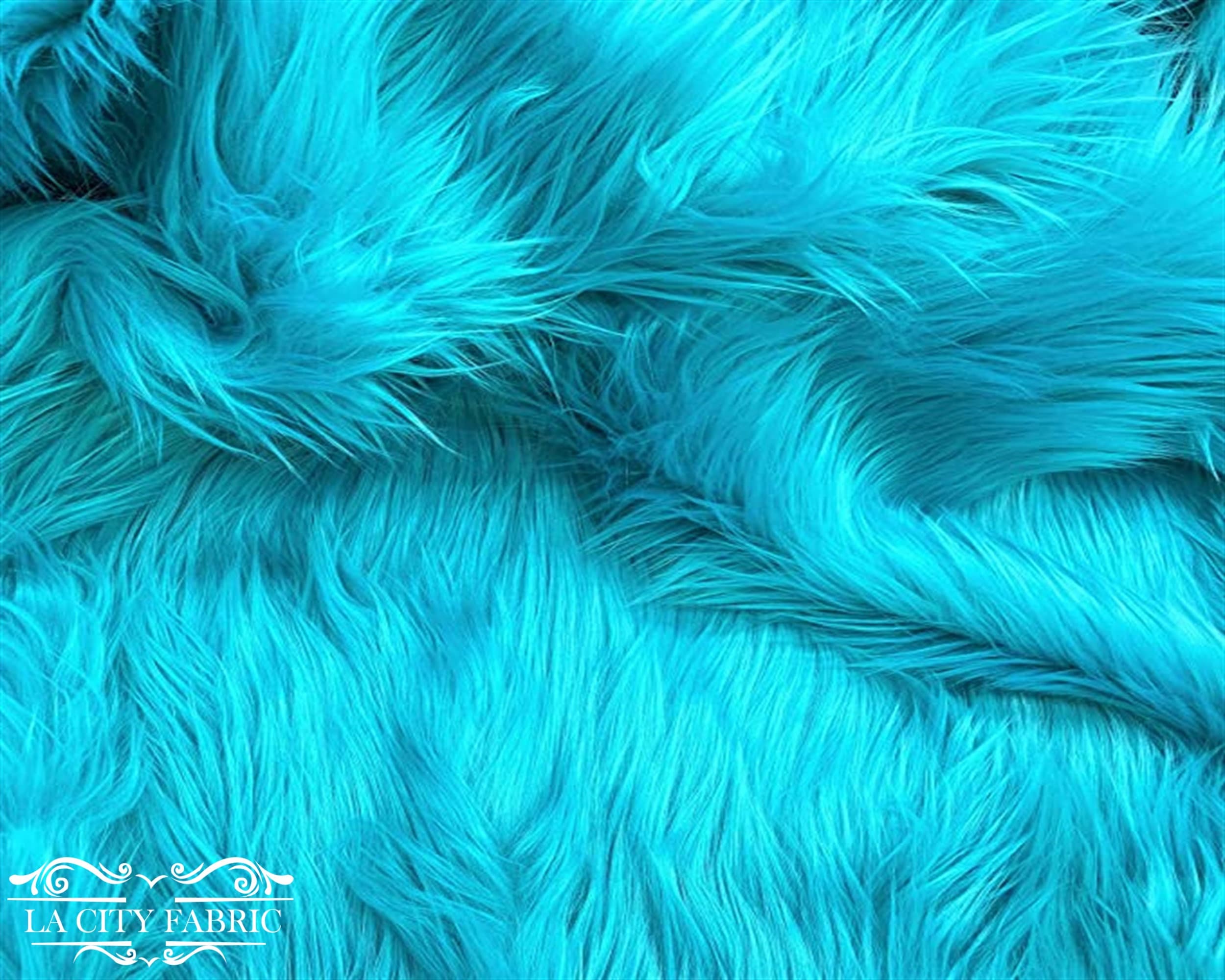 iFabric Turquoise Faux Fake Fur Long Pile Shaggy Fabric