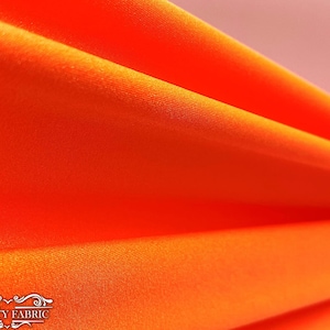 Neon Orange Shiny 4 Way Stretch Nylon Spandex Fabric By The Yard | 58” Width | Ultra Soft and smooth | Swimwear Spandex Fabric