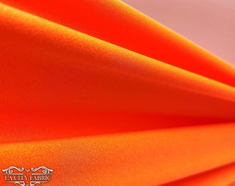 Neon Orange Shiny 4 Way Stretch Nylon Spandex Fabric By The Yard | 58” Width | Ultra Soft and smooth | Swimwear Spandex Fabric