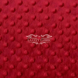 New Red Minky Fabric By The Yard / 4 Way Stretch Minky Fabric / Polka Dimple Dot Minky Fabric / Soft Fabric