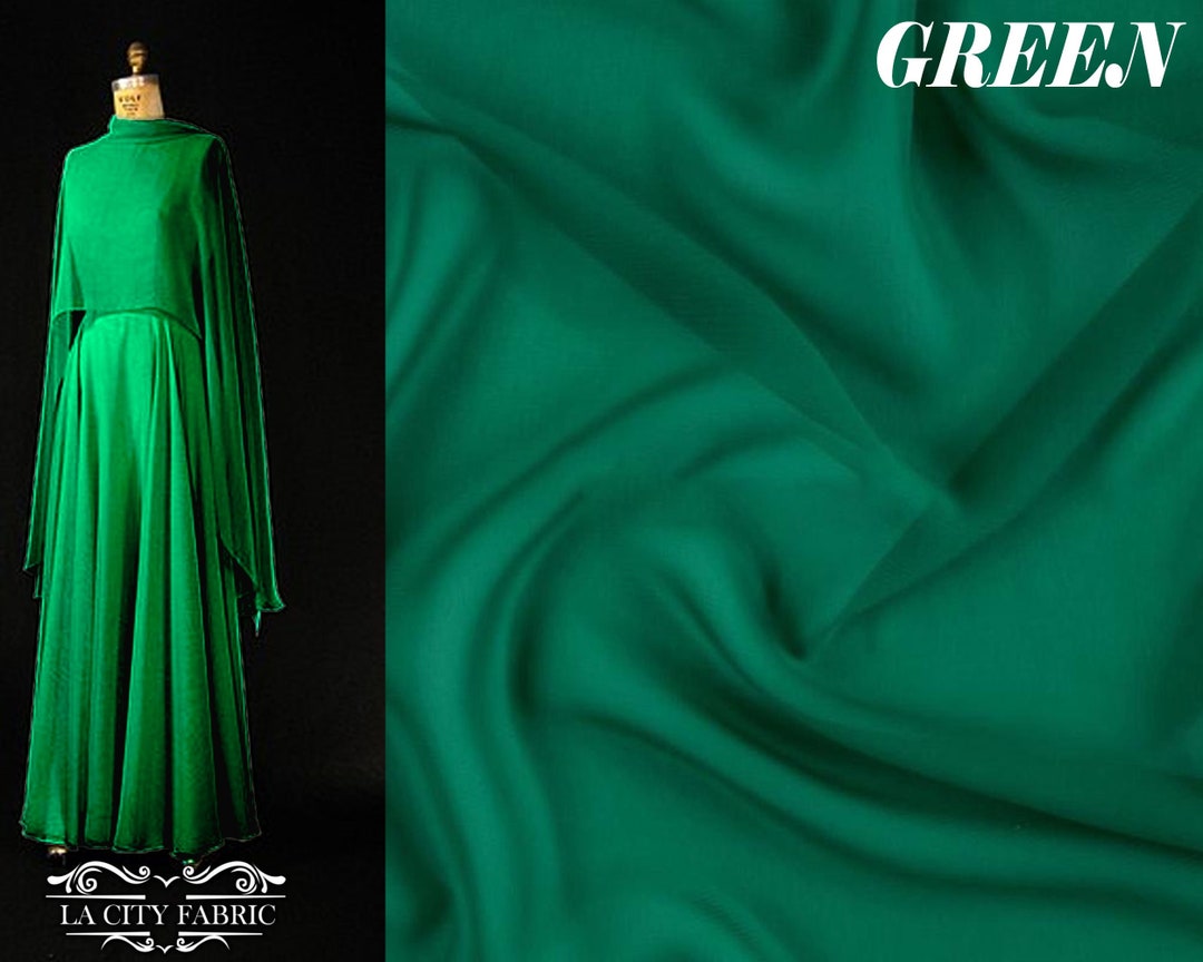 Green Chiffon Fabric by the Yard Polyester Chiffon Fabric Sheer Fabric