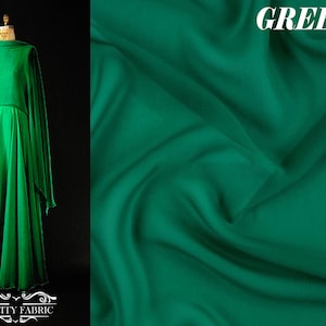 Green Chiffon Fabric By The Yard | Polyester Chiffon Fabric | Sheer Fabric | Mesh Fabric
