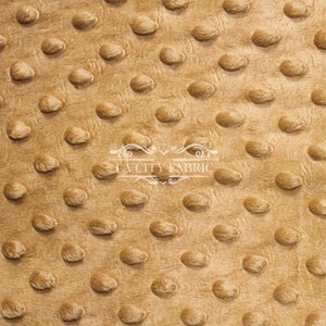 New Tan Minky Fabric By The Yard / 4 Way Stretch Minky Fabric / Polka Dimple Dot Minky Fabric / Soft Fabric