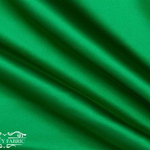 Kelly Green Thick Satin Fabric By The Yard | Bridal Satin Fabric Silky and Smooth Fabric for Decoration, Tablecloth, Dresses