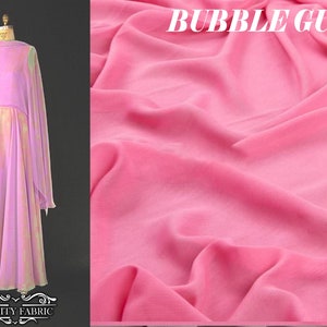 Bubble Gum Chiffon Fabric By The Yard | Polyester Chiffon Fabric | Sheer Fabric | Mesh Fabric