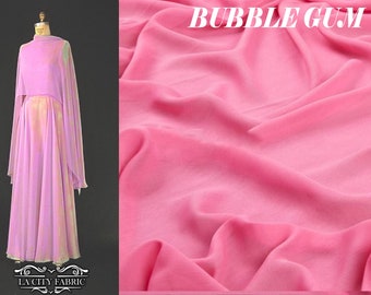 Bubble Gum Chiffon Fabric By The Yard | Polyester Chiffon Fabric | Sheer Fabric | Mesh Fabric