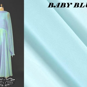 Baby Blue Chiffon Fabric By The Yard | Polyester Chiffon Fabric | Sheer Fabric | Mesh Fabric