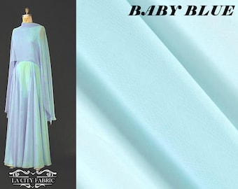 Baby Blau Chiffon Stoff Bulk-Lager | Polyester Chiffon Stoff | Durchsichtiger Stoff | Netzstoff