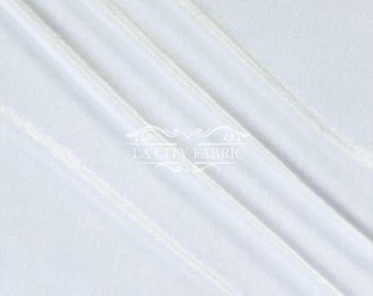 White Stretch Velvet Fabric by the Yard _ 4 Way Stretch Spandex Fabric _ Thick and Soft Fabric