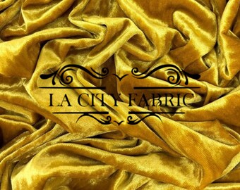 Mustard Gold Crushed Velvet Fabric Spandex Stretch Velvet Fabric By The Yard 60” Wide Velvet Dress, Velvet Tablecloth