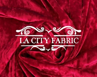 Red Crushed Velvet Fabric Spandex Stretch Velvet Fabric By The Yard 60” Wide Velvet Dress, Velvet Tablecloth