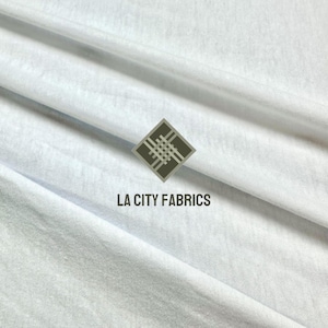 White Jersey Knit Cotton Spandex Fabric By The Yard 4 Way Stretch Fabric for clothing, shirts, dress 60” Wide