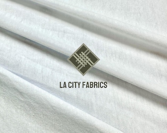 White Jersey Knit Cotton Spandex Fabric By The Yard 4 Way Stretch Fabric for clothing, shirts, dress 60” Wide