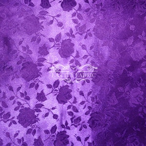 New Purple Jacquard Satin Fabric By The Yard / Brocade Jacquard Floral Satin Fabric / 60&quot; Width / used for Tablecloth