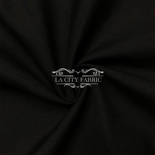 Black Solid Poly Cotton Broadcloth Fabric by the Yard | By the Roll | Soft and High-Quality Cotton Fabric | Wholesale Price Fabric