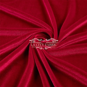 Red Stretch Velvet Fabric by the Yard _ 4 Way Stretch Spandex Fabric _ Thick and Soft Fabric